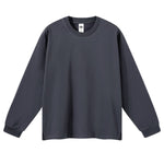 Solid Loose Fit Side Split Hem Long Sleeve T-Shirt