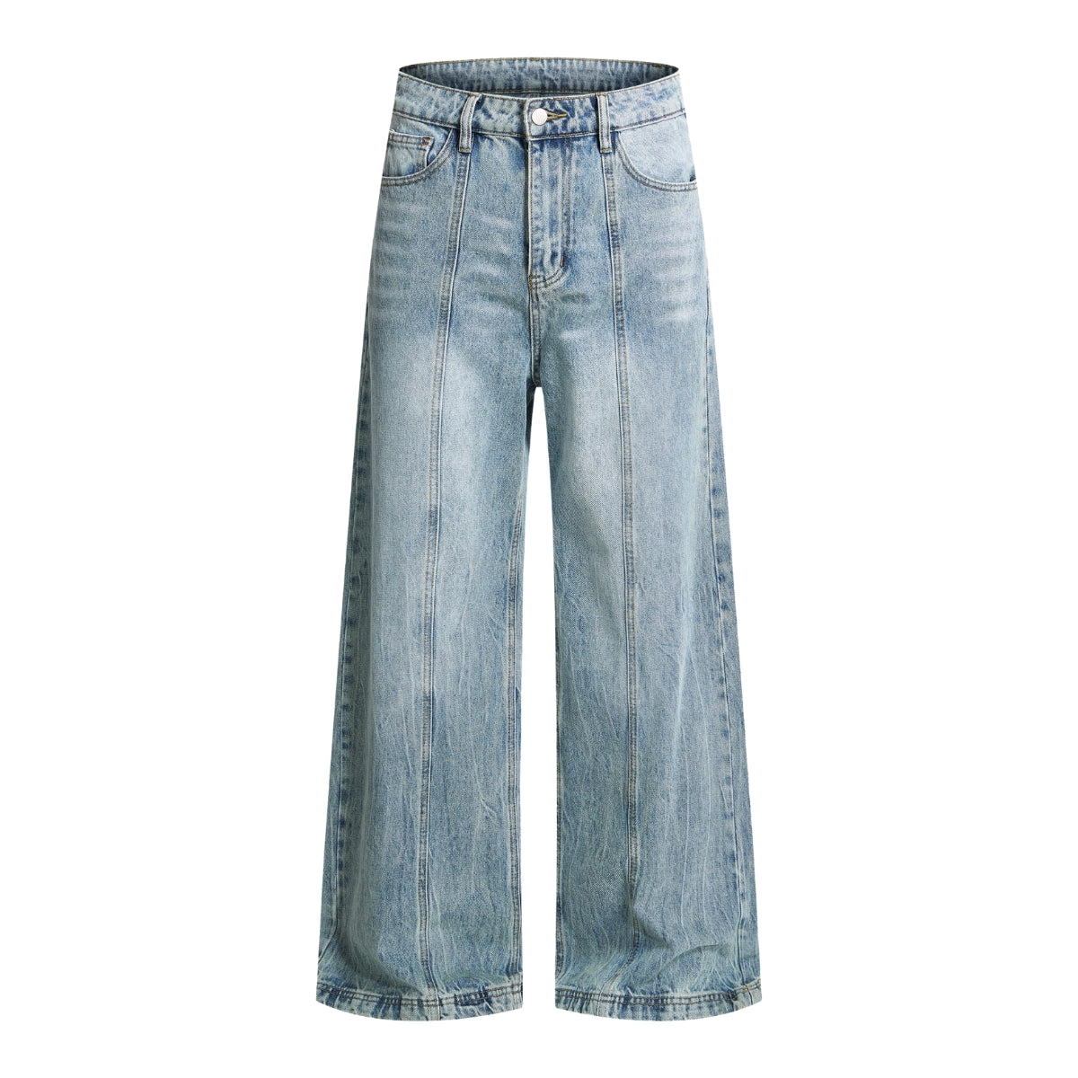 Draped Wide-Leg Relaxed Baggy Jeans