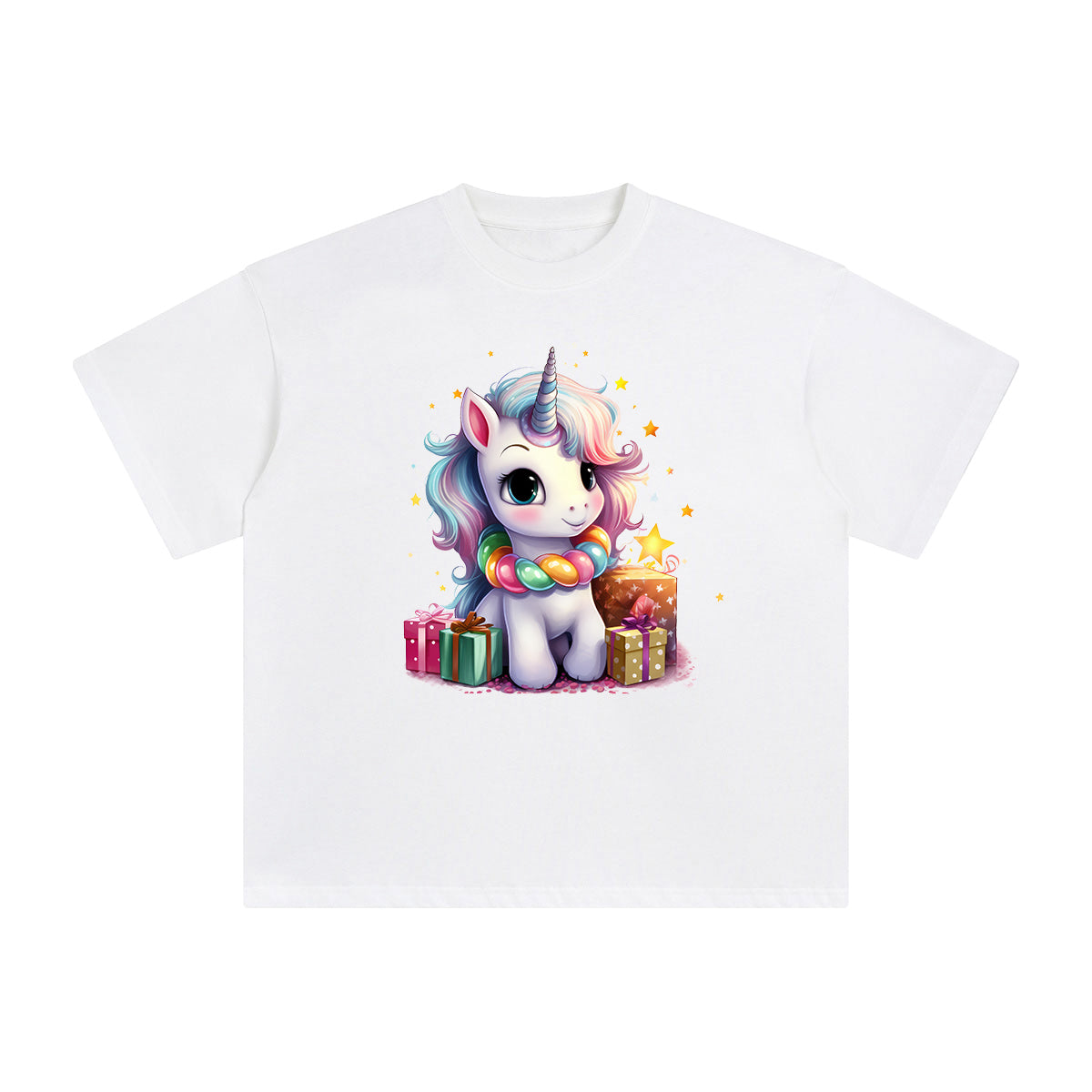 Pastel Christmas Baby Unicorn Graphic Tee-INNBLAC Fashion Apparel