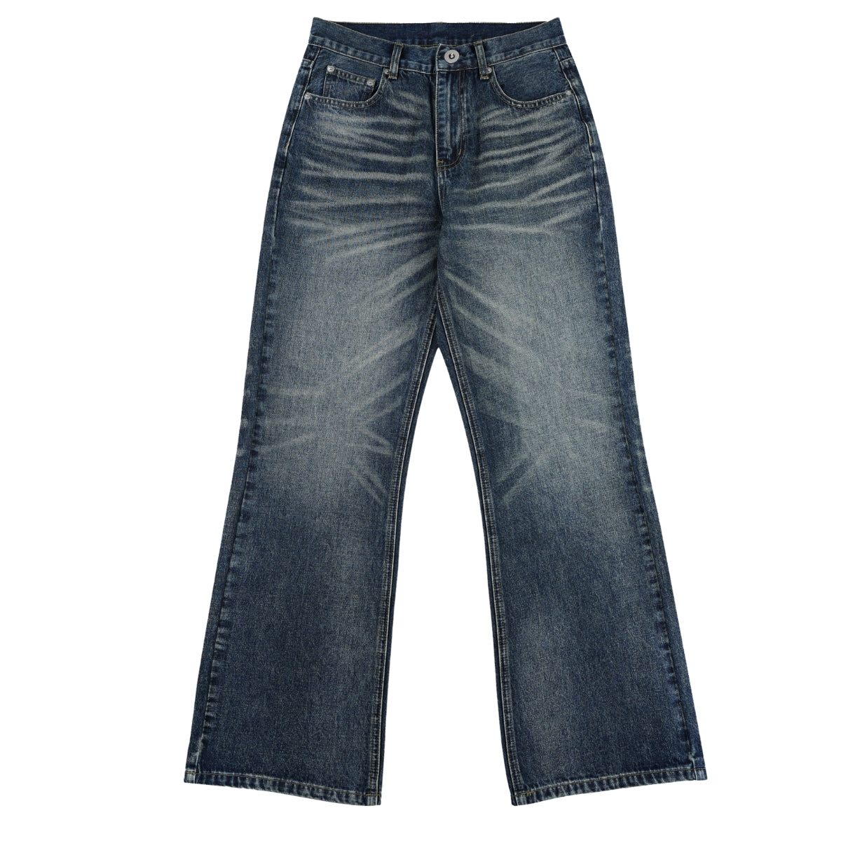 Blue Washed Baggy Cat Whisker Jeans