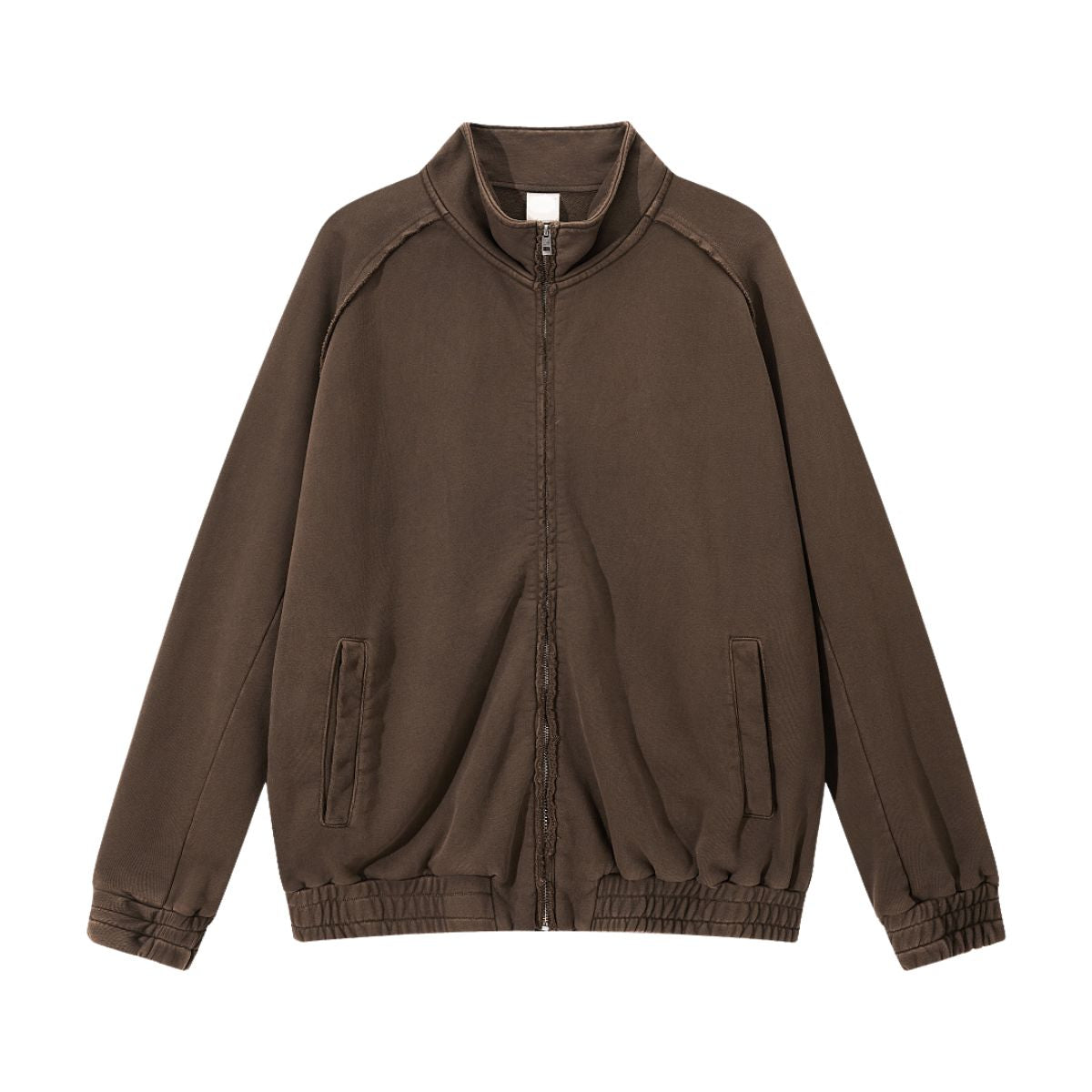 Heavyweight Cotton Stand Collar Washed Full‑Zip Sweatshirt