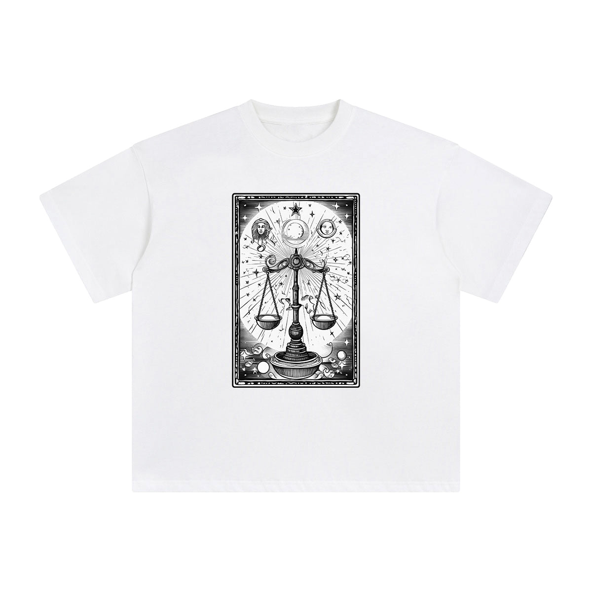 Universe Libra Tarot Card Graphic Tee-INNBLAC Fashion Apparel