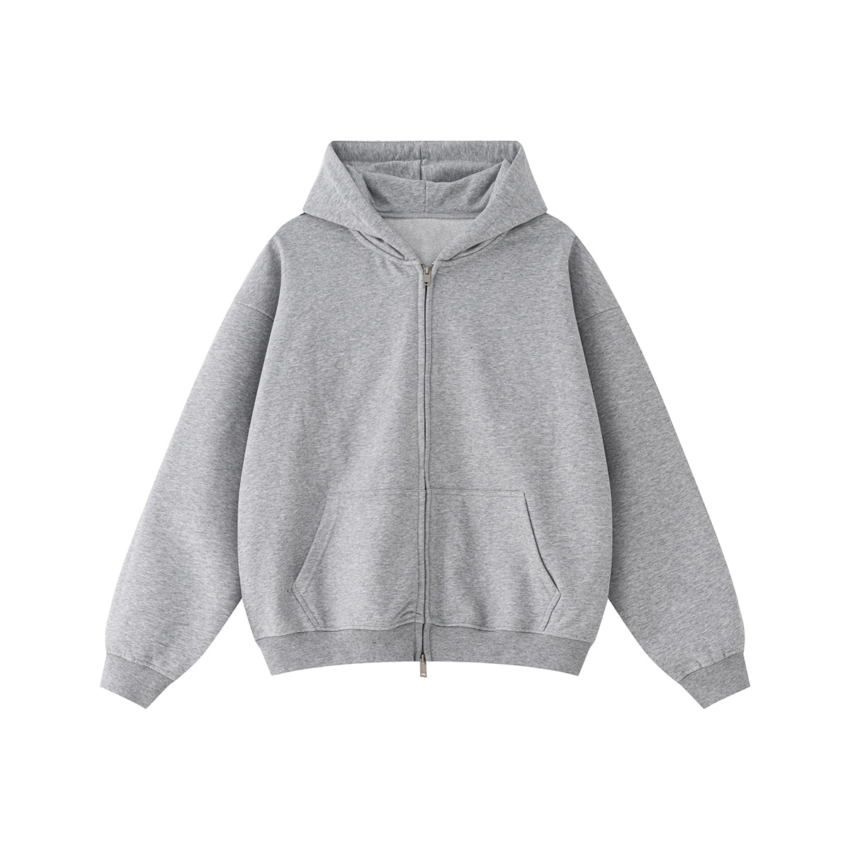Double-Slider Zipper Solid Color Hoodie