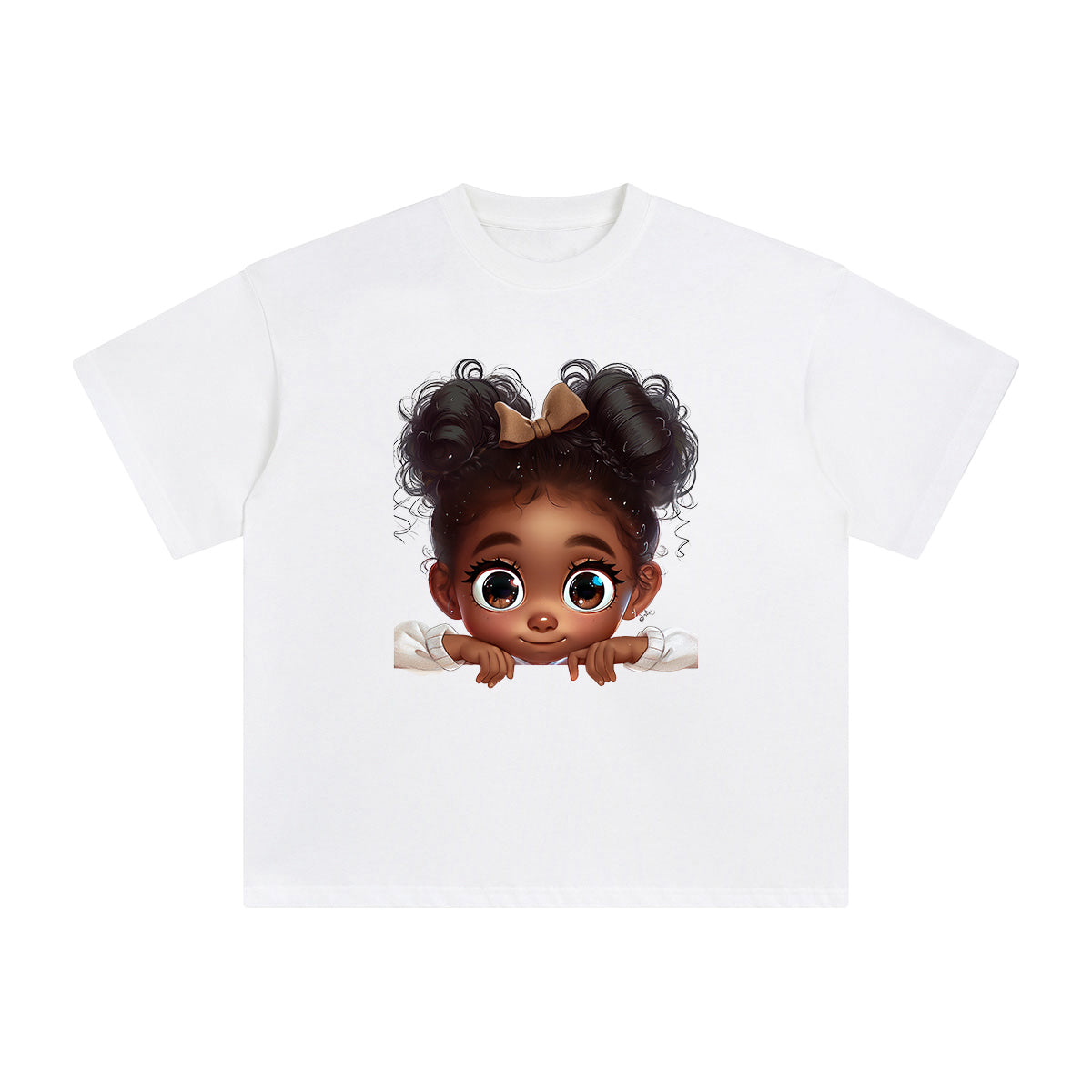 Peeking Boo Girl Graphic Tee-INNBLAC Fashion Apparel