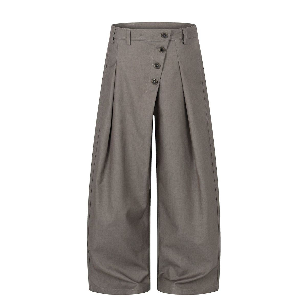 Old Money Pleated Button Detail Wide Leg Trousers