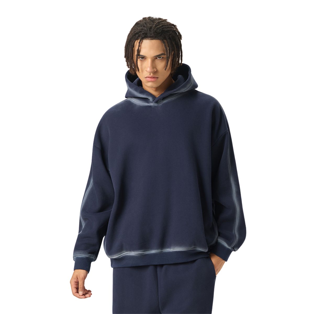 Heavyweight Spray-Bleach Wash Fleece Hoodie