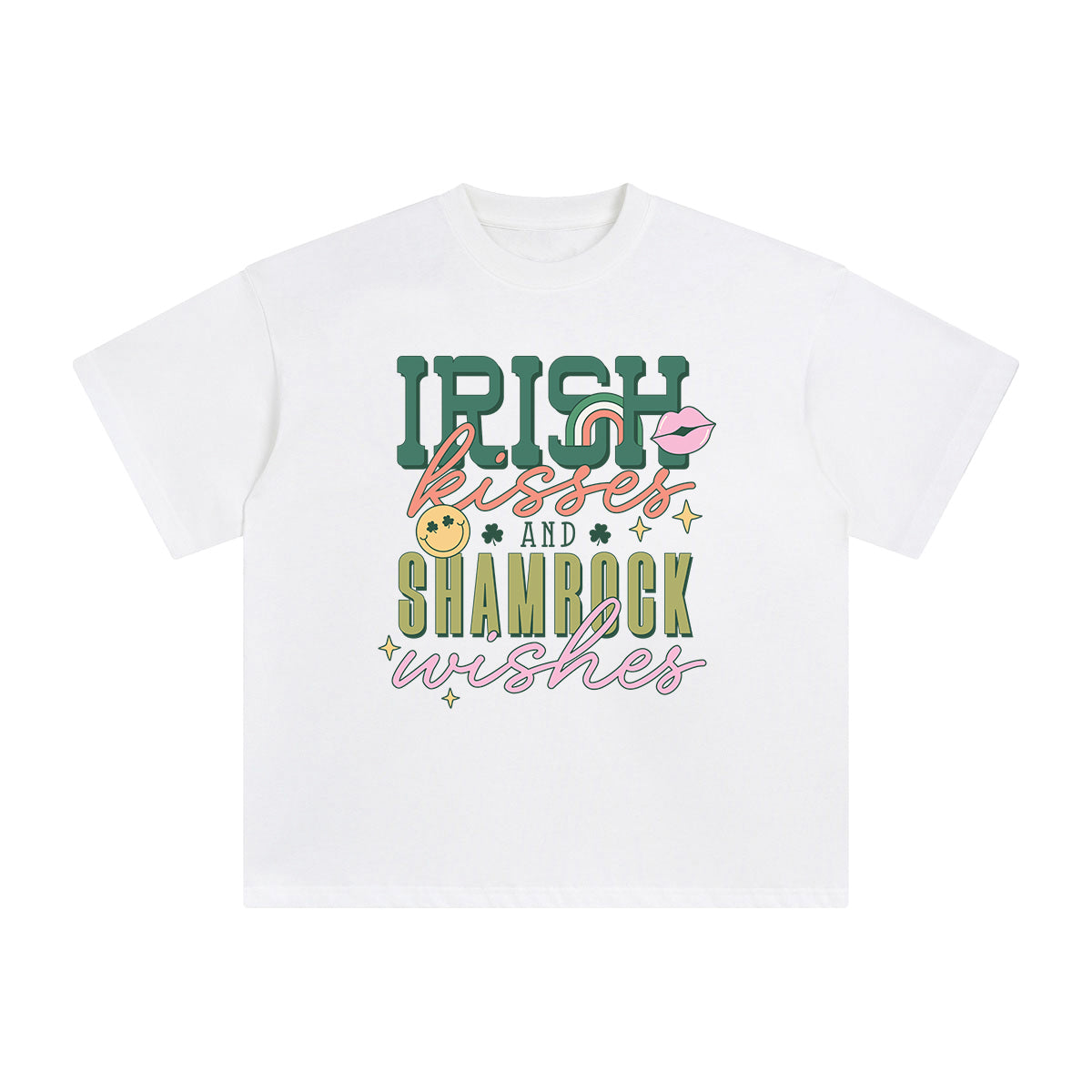 Irish Kisses And Shamrock Wishes Graphic Tee-INNBLAC Fashion Apparel