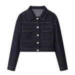 Long-Sleeve Boxy Cropped Denim Jacket