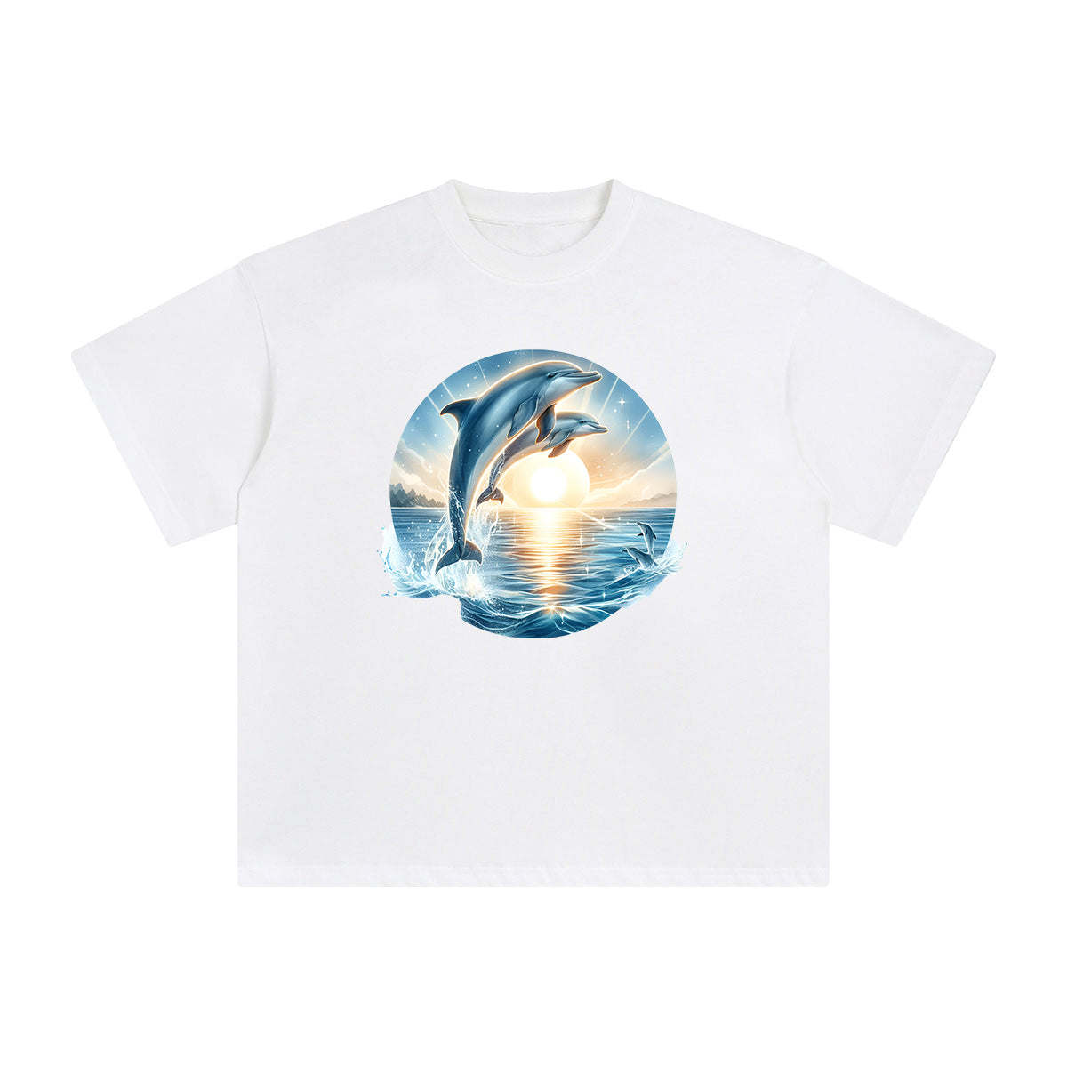 Dolphins & Sunrise Graphic Tee-INNBLAC Fashion Apparel