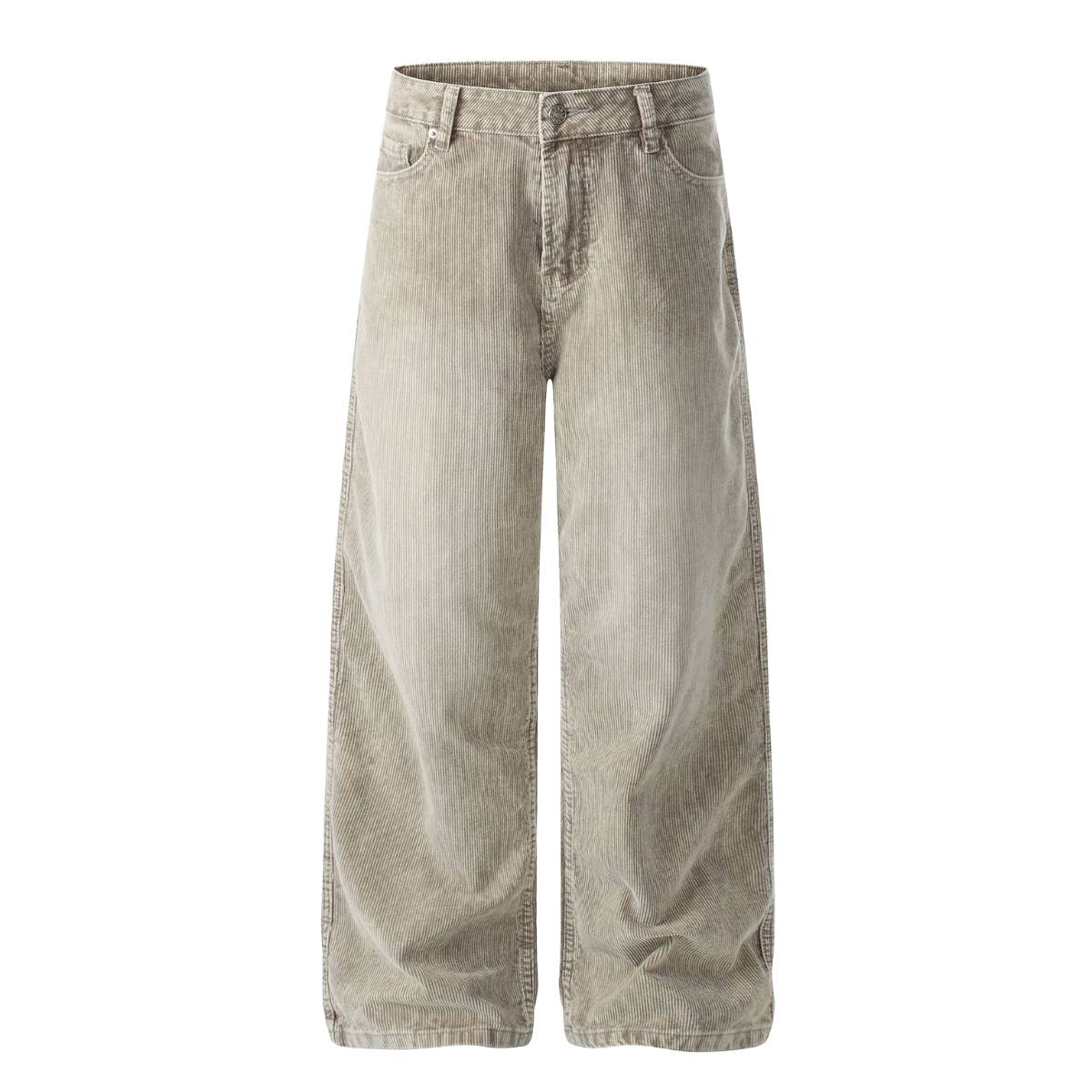 Retro Washed Corduroy Baggy Straight-Leg Pants
