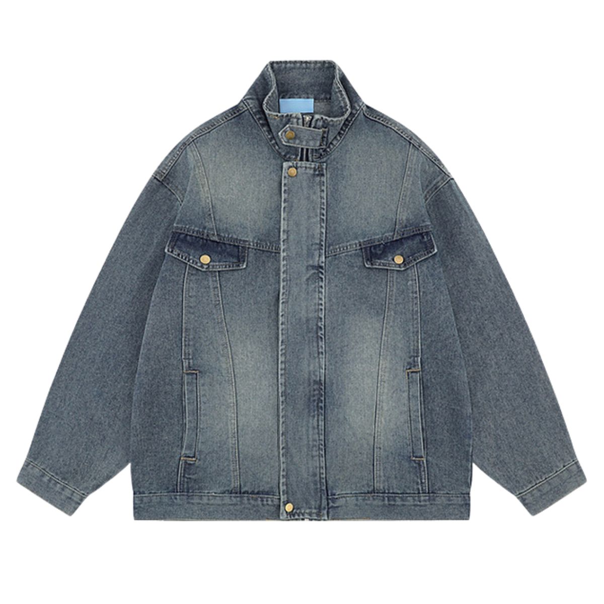 Heavy Craft Motorcycle Style Loose Casual Workwear Washed Denim Jacket