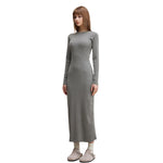 Slim Fit Long Sleeves Ribbed Midi Dress