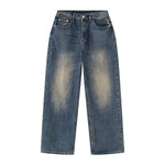 Vintage Gradient Washed Wide Leg Elastic Back Waist Jeans