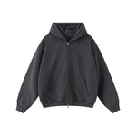 Double-Slider Zipper Solid Color Hoodie