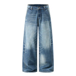 Vintage Blue Wide‑Leg Jeans With Side Pleat Details