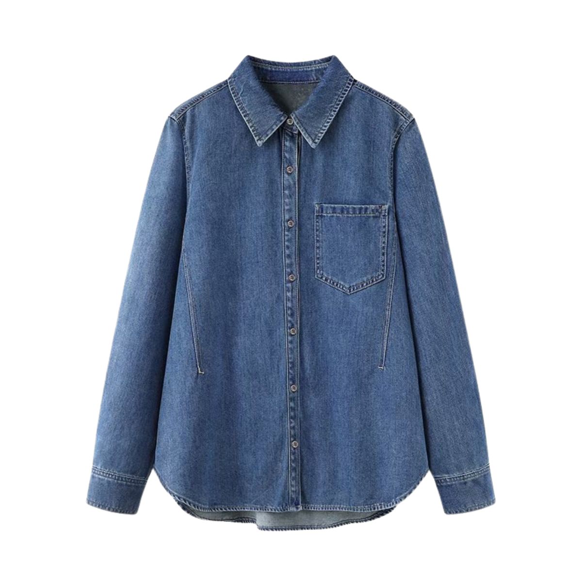 Vestido midi vaquero sin mangas con botones y aberturas en la parte delantera