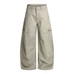 Washed Wrinkled Barrel with Zipper Pockets Cargo Pants