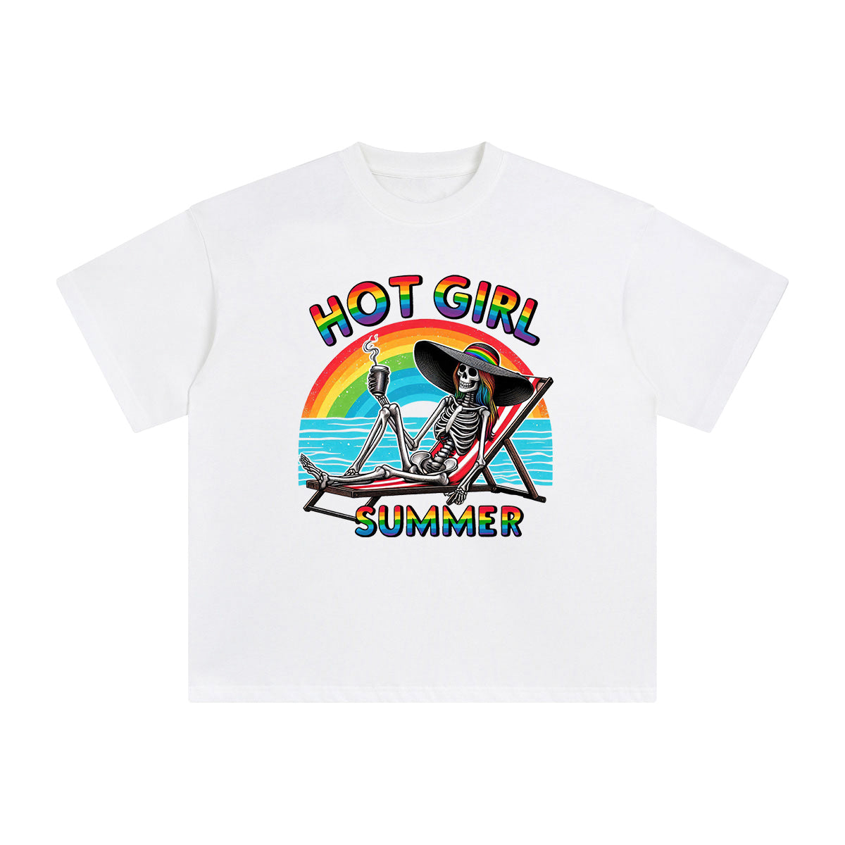 Skeleton Hot Girl Summer Graphic Tee-INNBLAC Fashion Apparel