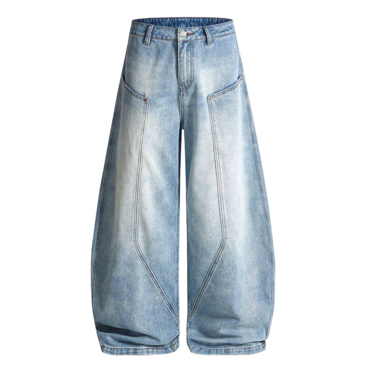 Oversized Pocket Distressed Wide Leg Vintage Jeans