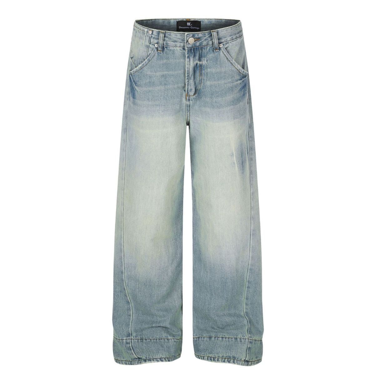 Vintage Blue Lightning Design Relaxed Denim Jeans