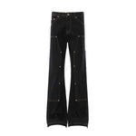 Raw Denim Metal Detail Flare Jeans