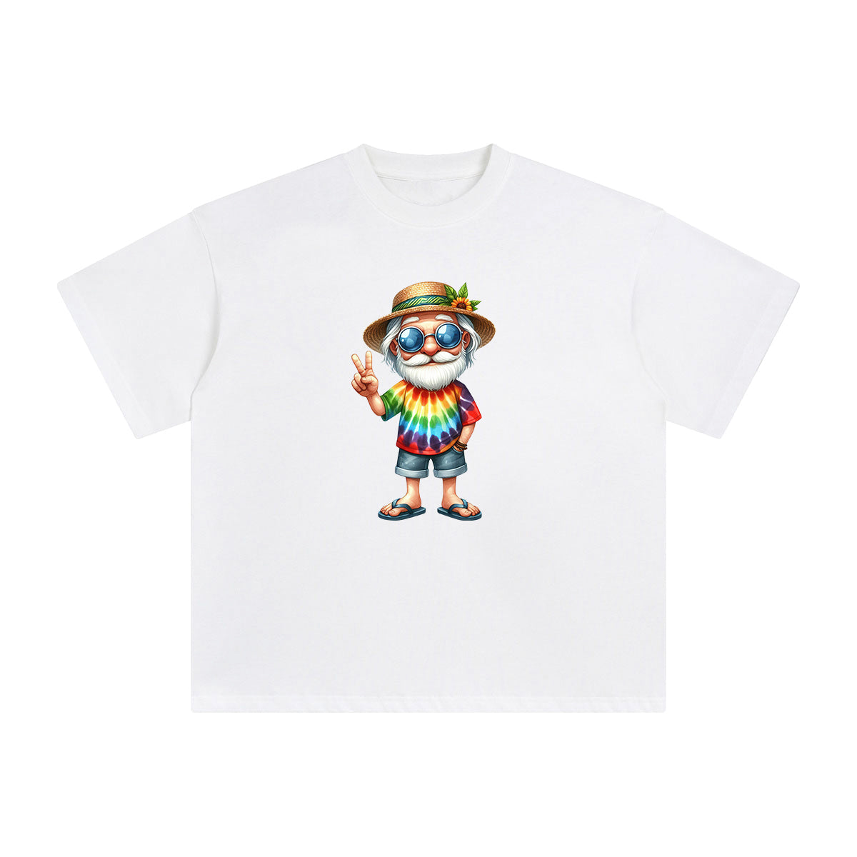 Happy Vacation Old Man Graphic Tee-INNBLAC Fashion Apparel