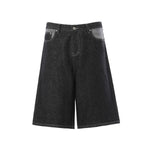 Raw Black Contrast Pocket Denim Bermuda Shorts