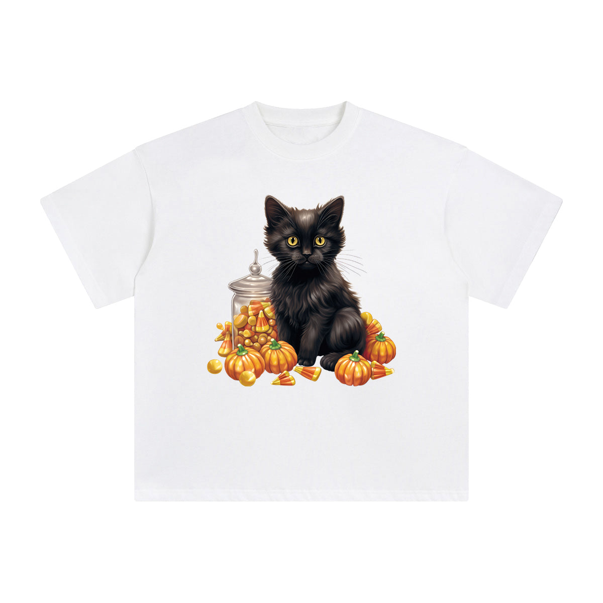 Black Cat And Candy Graphic Tee-INNBLAC Fashion Apparel