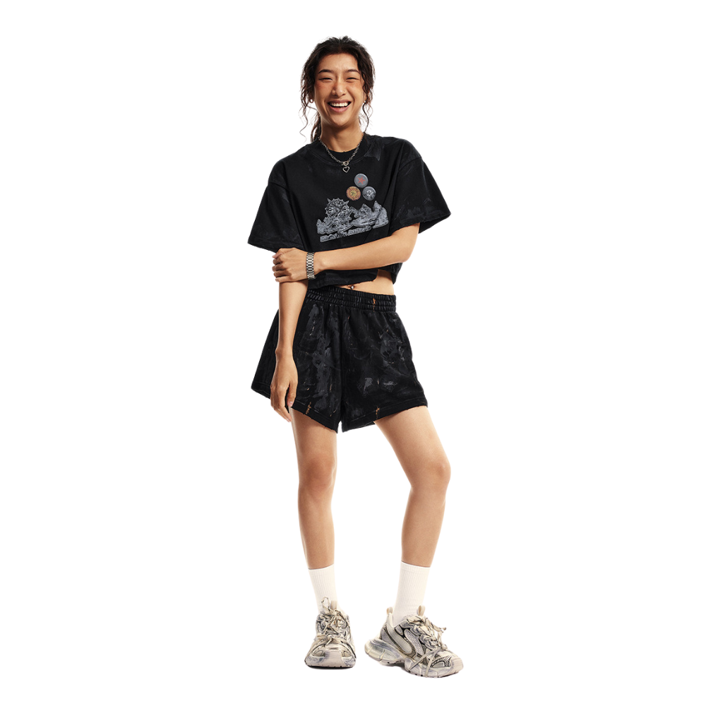 Washed Baggy Fit Graphic Crop Top-INNBLAC Fashion Apparel