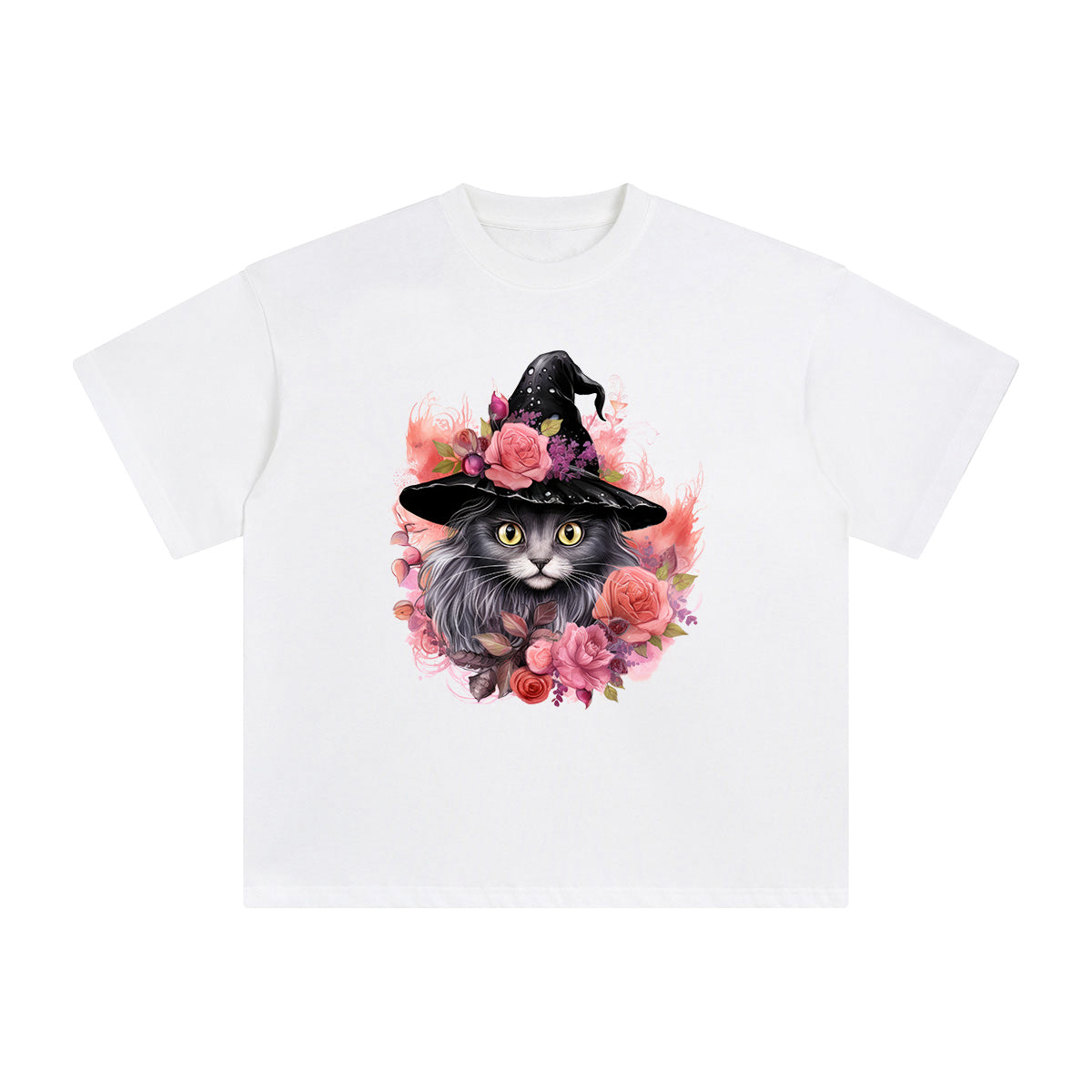 Cat & Flowers Graphic Tee-INNBLAC Fashion Apparel