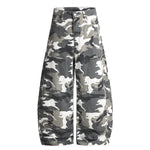 Utility Style Camo Print Wide Leg Cargo Pants