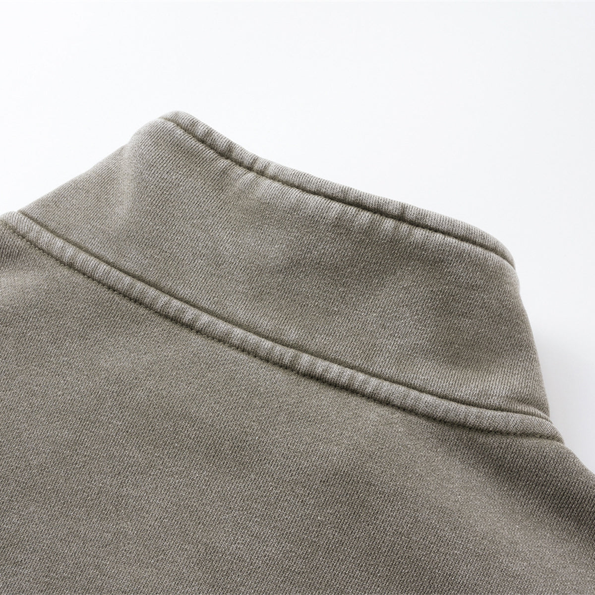 Distressed Wash Comfort Zip Pullover Sweatshirt