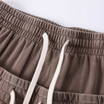 Double Waistband Snow Washed Distressed Shorts