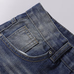 Vintage Wash Whisker Faded Straight Leg Jeans