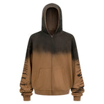 Tiger Stripes Gradient Color Zip Up Hoodie