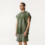 Raw Edge Distressed Muscle Tank 8.55oz