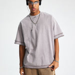 Washed Patchwork Raw Edge Tee 8oz