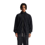 Stand Collar Panel Detail Washed Zip Up Sweatshirt