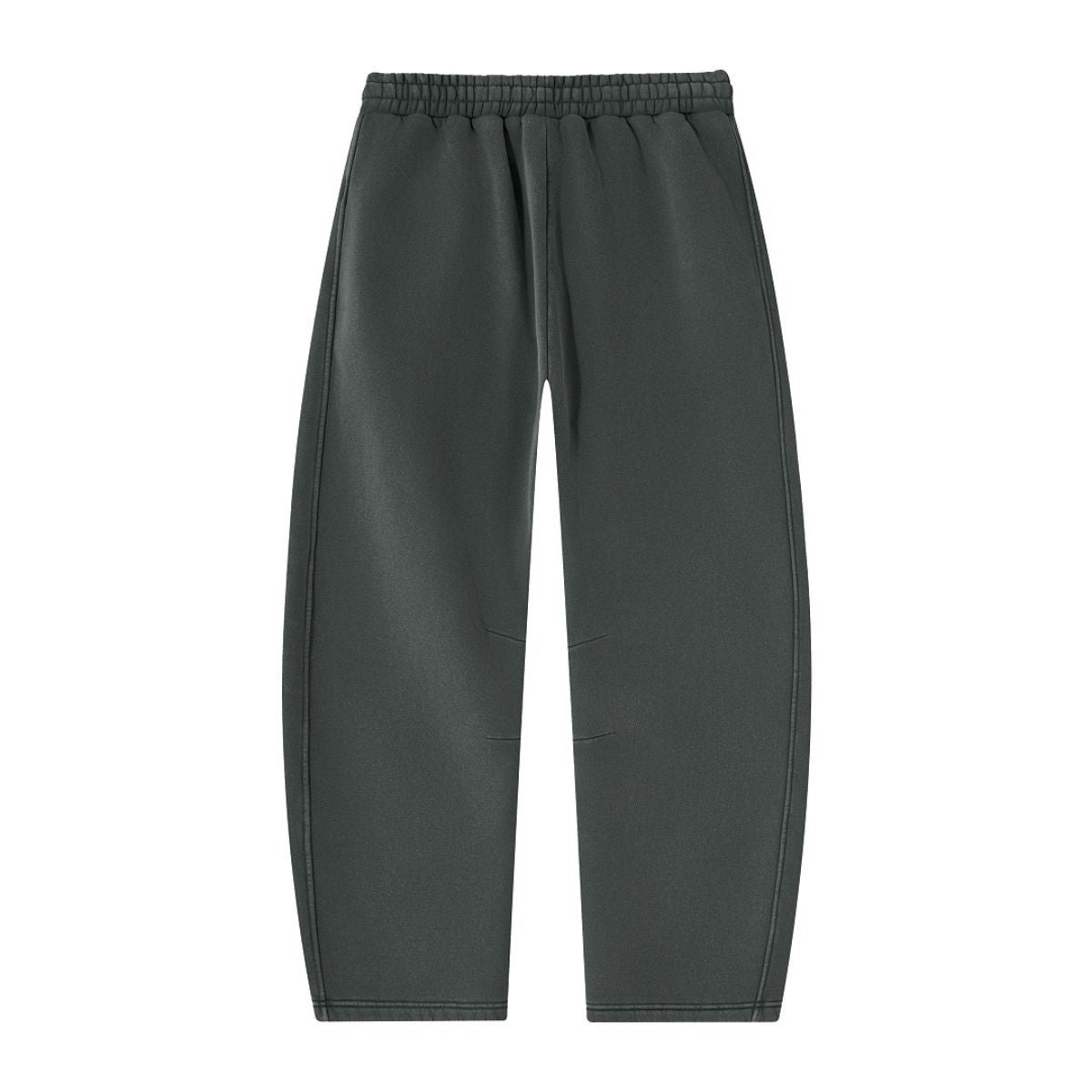 Vintage Washed Fleece‑Lined Elastic Waist Curved Leg Pants