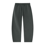 Vintage Washed Fleece‑Lined Elastic Waist Curved Leg Pants