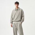 Quiet Luxury Melange Half-Placket Polo Sweatshirt
