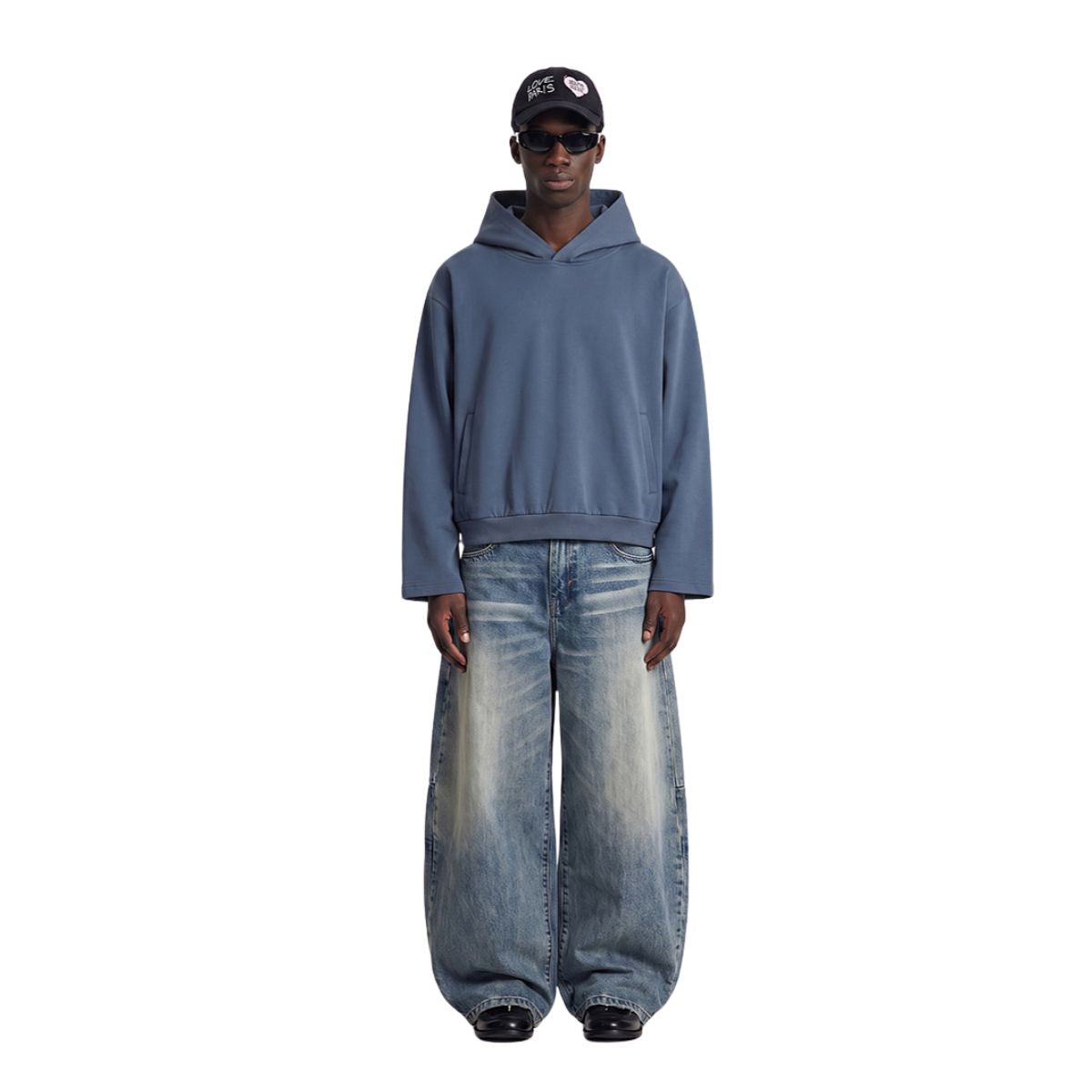 Boxy Streetwear Straight‑Sleeve French Terry Hoodie