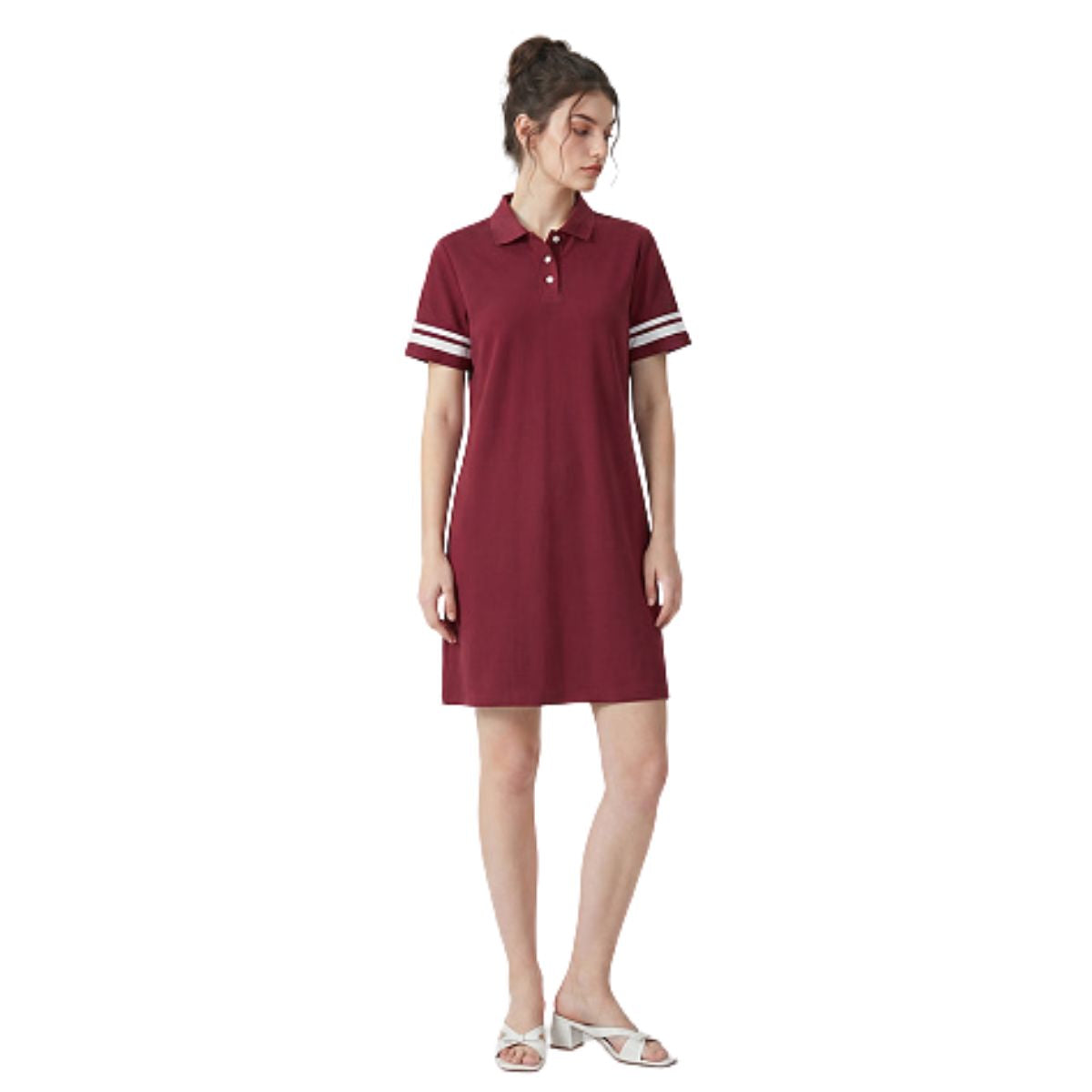 Old‑Money Aesthetic Contrast Stripe Blended Dress