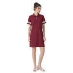 Old‑Money Aesthetic Contrast Stripe Blended Dress