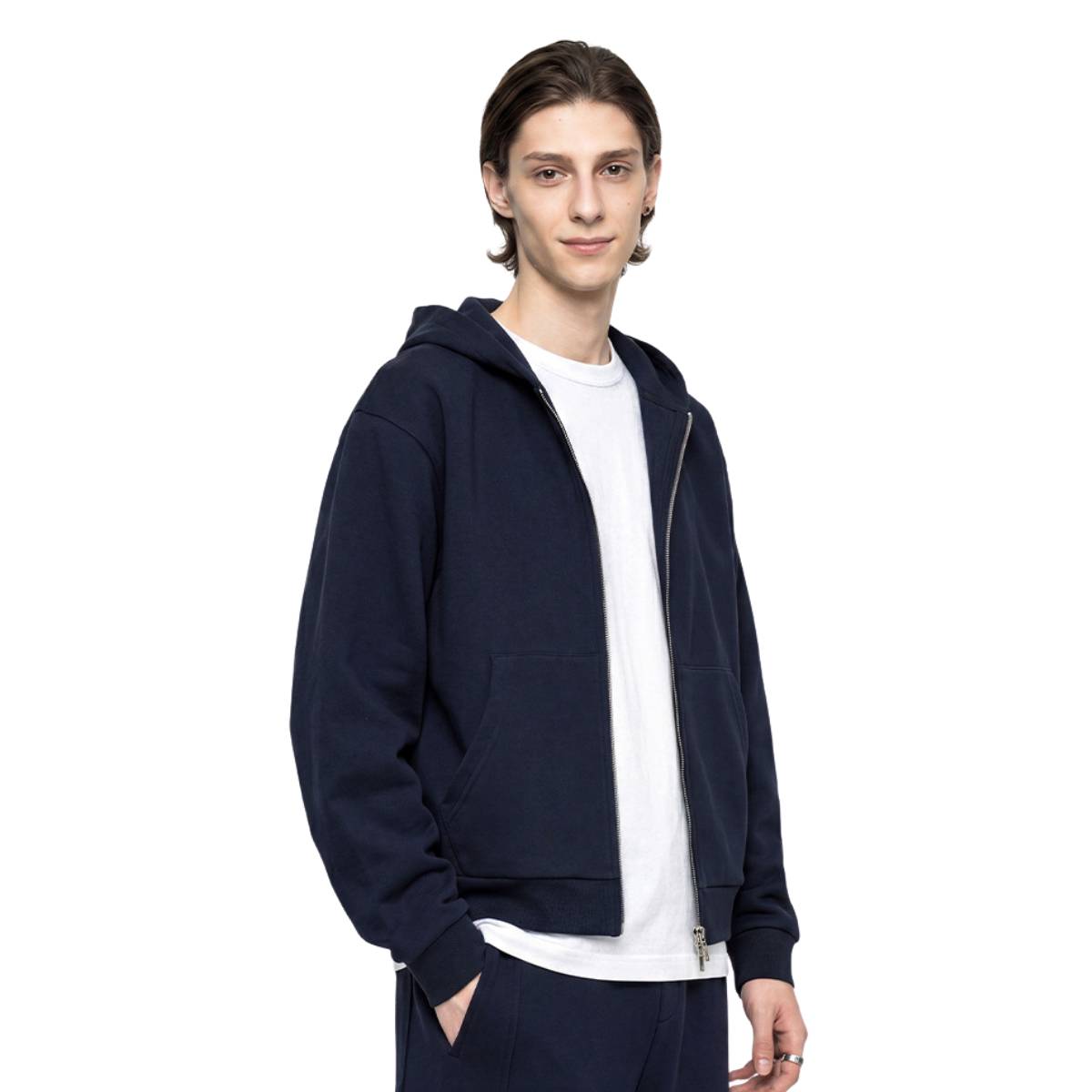 Sudadera con capucha y cremallera lavada de doble cursor