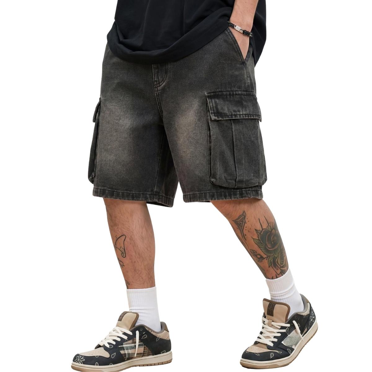 Men's Vintage Y2K Elastic Back Waistband Baggy Denim Shorts