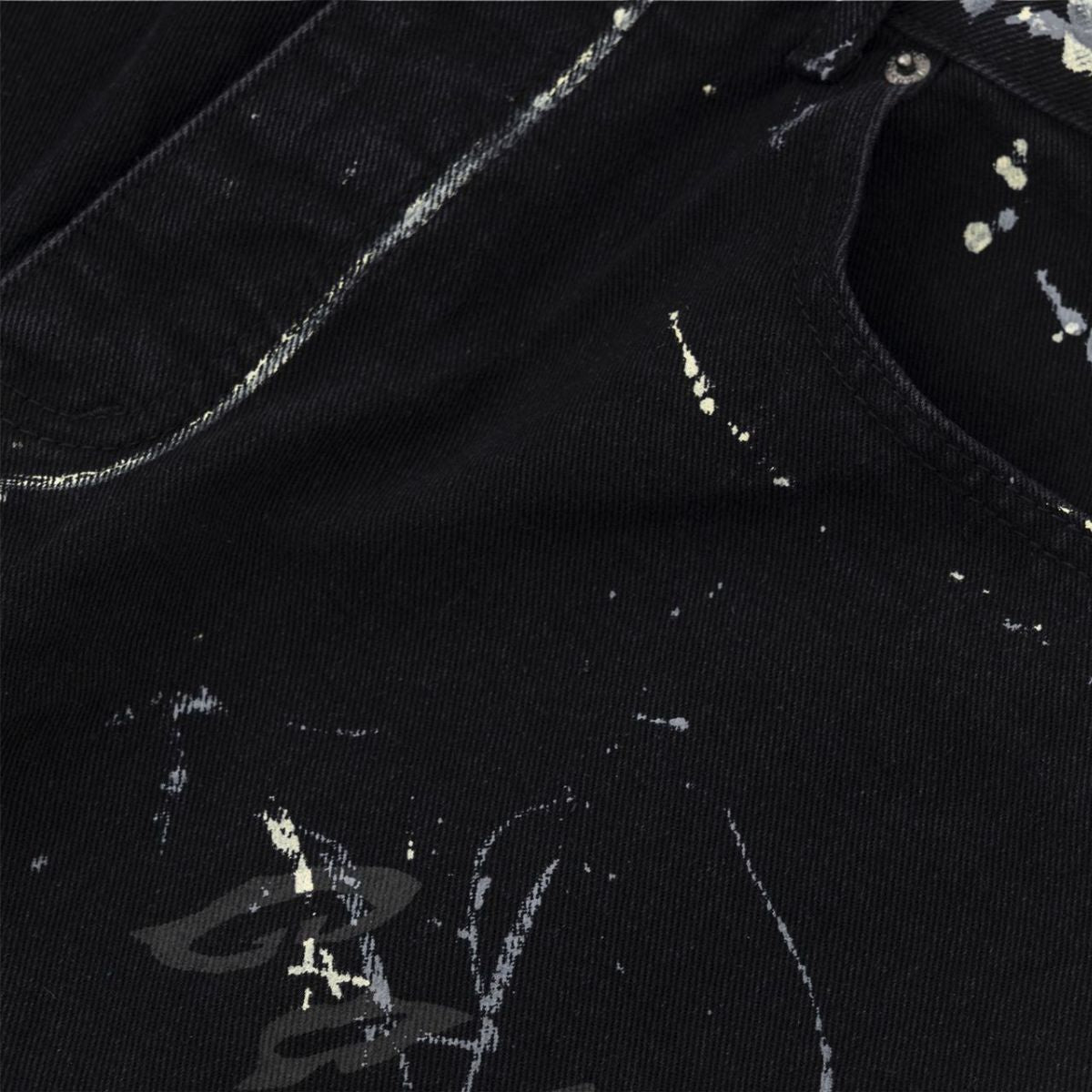 Smoke Rise Graffiti Black Wide-Leg Printed Jeans