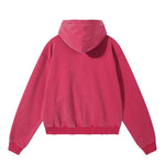Boxy Cropped Stacked Sleeve Ripped Distressed Full Zip Hoodie