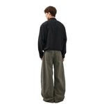 Vintage Washed Curved‑Seam Baggy Wide‑Leg Trousers