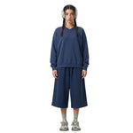 Drop‑Shoulder Spliced Cutaway Small V‑Neck Composite Crew Neck Sweatshirt